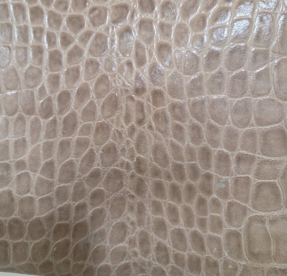 Abri Classic Croc-Embossed Tote Handbag in Taupe - Picture 2 of 8